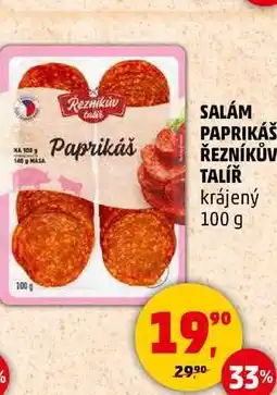 Penny Market SALÁM PAPRIKÁŠ ŘEZNÍKŮV TALÍŘ krájený, 100 g nabídka