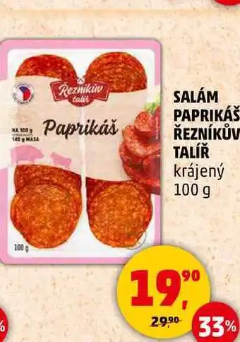 Penny Market SALÁM PAPRIKÁŠ ŘEZNÍKŮV TALÍŘ krájený, 100 g nabídka