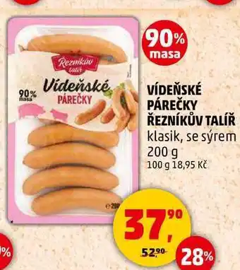 Penny Market VÍDEŇSKÉ PÁREČKY ŘEZNÍKŮV TALÍŘ klasik, se sýrem, 200 g nabídka