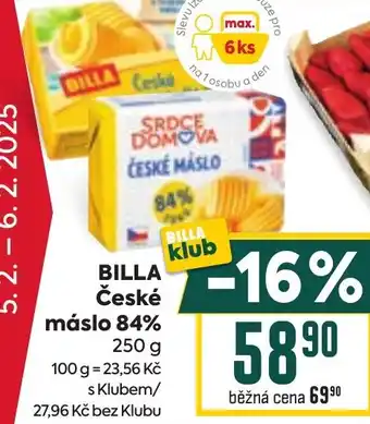 Billa BILLA České máslo 84% nabídka