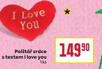 Billa Polštář srdce s textem I love you nabídka