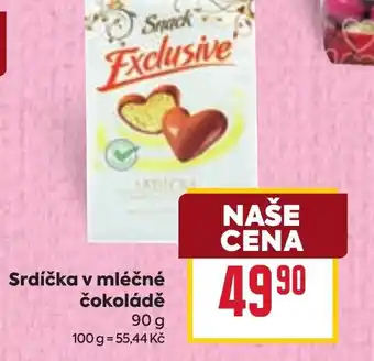 Billa Srdíčka v mléčné čokoládě nabídka