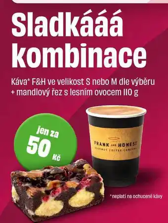 BonVeno Káva F&H ve velikost S nebo M dle výběru + mandlový řez s lesním ovocem 110 g nabídka