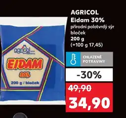 Kaufland AGRICOL Eidam 30% přírodní polotvrdý sýr bloček nabídka