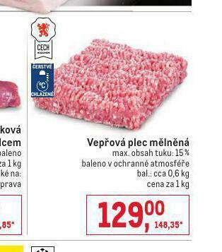 Makro Vepřová plec mělněná nabídka