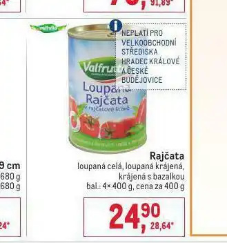 Valfrutta rajčata loupaná, krájená