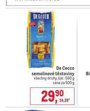 Makro De cecco semolinové těstoviny nabídka
