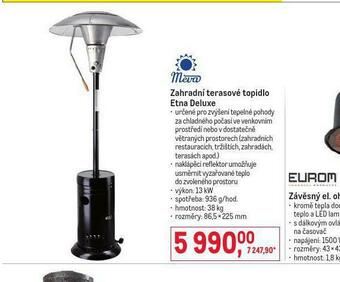 Makro Zahradní terasové topidlo etna deluxe nabídka