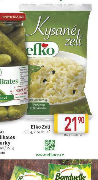 Billa Efko zelí nabídka