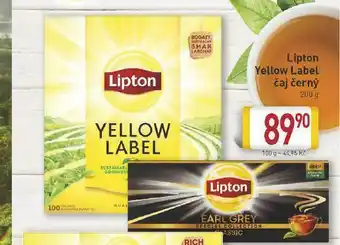 Billa Lipton label yellow černý čaj nabídka