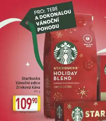 Billa Starbucks vánoční edice zrnková káva nabídka
