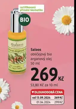 dm drogerie Saloos obličejový bio arganový olej nabídka