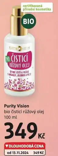 dm drogerie Purity vision bio čistící růžový olej nabídka