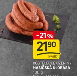 Flop Kostelecké uzeniny hasičská klobása nabídka