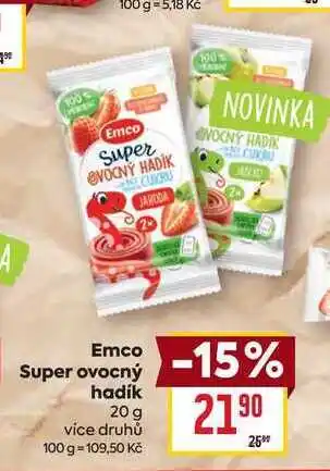 Billa Emco Super ovocný hadík 20g nabídka