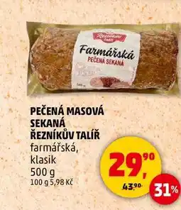 Penny Market PEČENÁ MASOVÁ SEKANÁ ŘEZNÍKŮV TALÍŘ farmářská, klasik, 500 g nabídka