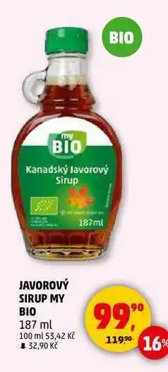 Penny Market JAVOROVÝ SIRUP MY BIO, 187 ml nabídka