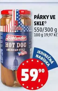 Penny Market PÁRKY VE SKLE, 550/300 g nabídka