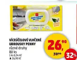 Penny Market VÍCEÚČELOVÉ VLHČENÉ UBROUSKY PENNY různé druhy, 80 ks nabídka