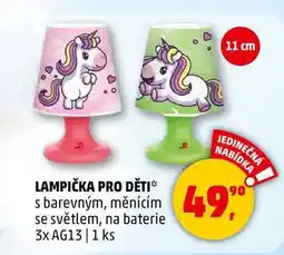 Penny Market LAMPIČKA PRO DĚTI s barevným, měnícím se světlem, na baterie 3x AG13, 1 ks nabídka