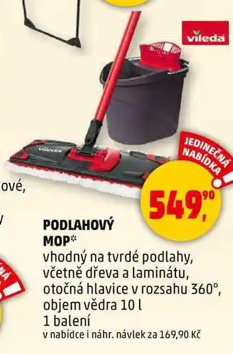 Penny Market PODLAHOVÝ MOP otočná hlavice v rozsahu 360°, objem vědra 10 l, 1 balení nabídka