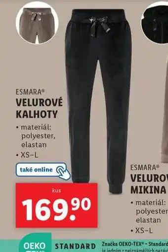 Lidl Velurové kalhoty nabídka