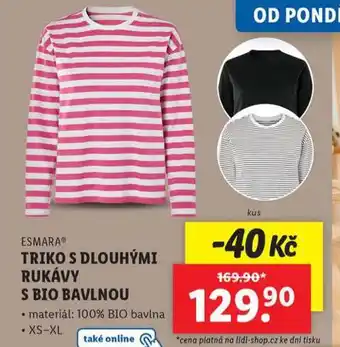 Lidl Triko s dlouhými rukávy nabídka