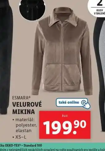 Lidl Velurová mikina nabídka