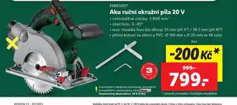 Lidl Aku ruční okružní pila 20 v nabídka