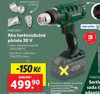 Lidl Aku horkovzdušná pistole 20 v nabídka