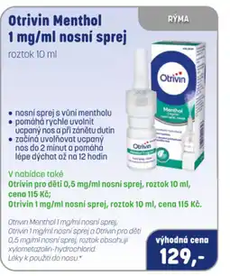 PharmaPoint Otrivin Menthol 1 mg/ml nosní sprej nabídka