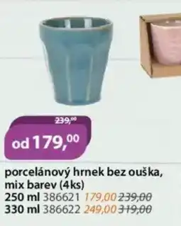 M.A.T. Porcelánový hrnek bez ouška, mix barev (4ks) nabídka