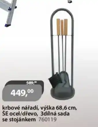 M.A.T. Krbové nářadí, výška, še ocel/dřevo, 3dílná sada se stojánkem 760119 nabídka