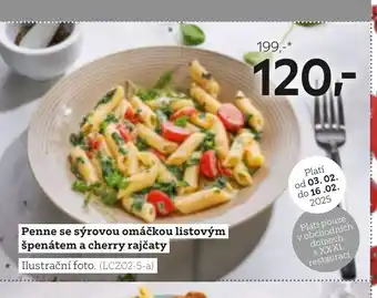 XXXLutz Penne se sýrovou omáčkou listovým nabídka