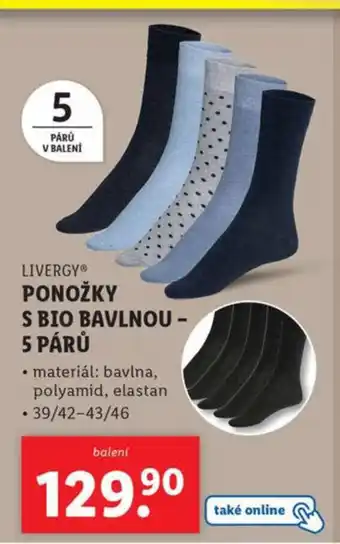 Lidl LIVERGYⓇ Ponožky s bio bavlnou - 5 párů nabídka