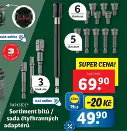 Lidl PARKSIDE® Sortiment bitů/ sada čtyřhranných adaptérů nabídka