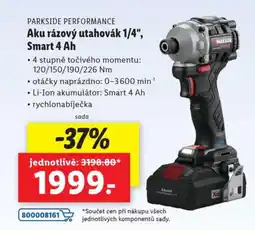 Lidl PARKSIDE PERFORMANCE Aku rázový utahovák 1/4", Smart 4 Ah nabídka