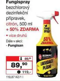 Barvy a laky drogerie Fungispray bezchlorový dezinfekční přípravek, citrón, 500 ml nabídka