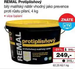 Barvy a laky drogerie REMAL Protiplísňový bílý malířský nátěr vhodný jako prevence proti růstu plísní, 4 kg nabídka