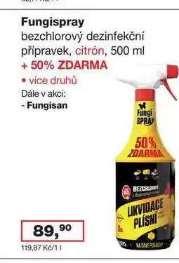 Ráj drogerie Fungispray bezchlorový dezinfekční přípravek, citrón, 500 ml +50% ZDARMA nabídka