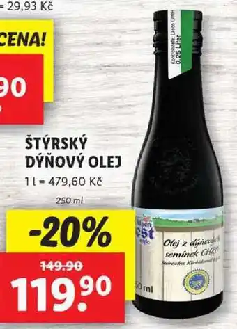 Lidl ŠTÝRSKÝ DÝŇOVÝ OLEJ, 250 ml nabídka