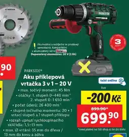 Lidl Aku příklepová vrtačka 3 v 1 - 20 V nabídka