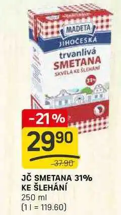 Flop JČ SMETANA 31% KE ŠLEHÁNÍ 250 ml nabídka