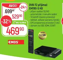 Globus DVB-T2 přijímač EM190-S HD nabídka