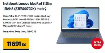 Datart Notebook Lenovo IdeaPad 3 Slim 15IAH8 (83ER007GCK) modrý nabídka