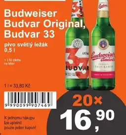 COOP DISKONT Budweiser Budvar Original, Budvar 33 nabídka