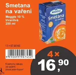 COOP DISKONT Smetana na vaření Meggle 10 % trvanlivá nabídka