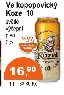 COOP DISKONT Velkopopovický Kozel 10 světlé výčepní pivo nabídka