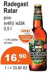 COOP DISKONT Radegast Ratar pivo světlý ležák nabídka