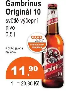 COOP DISKONT Gambrinus Originál 10 světlé výčepní pivo nabídka